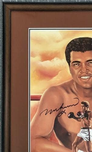 Мухамед Али потпиша постер 18x24 бокс во тешка категорија во тешка категорија, врамен HOF JSA - Автограмирани фотографии во боксот