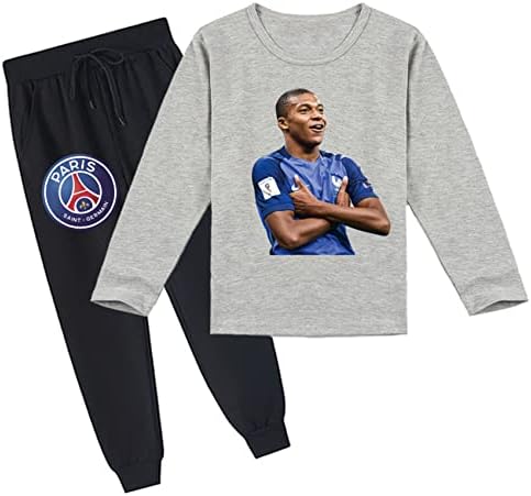 Ateecp Boy Girls Mbappe Graphic Crewneck Sweatshirt and Jogging Pants-PSG Нови новите облеки за тренерки