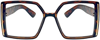 QxAiVMin Преголеми Квадратни Очила За Читање, Сина Светлина Што Блокира Големи Читачи На Рамки За Жени, Големи Очила За Компјутерски Очила