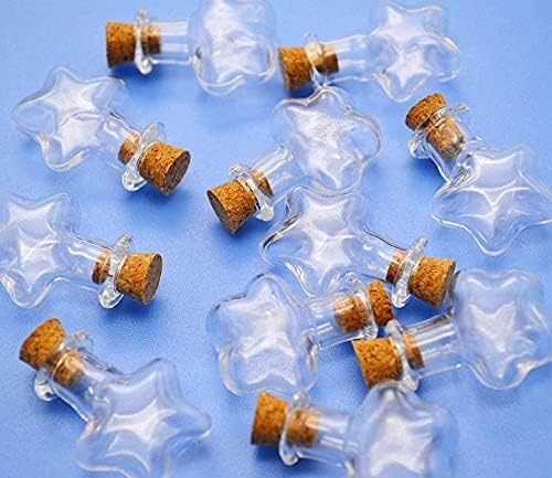 Healthcom 50 парчиња 2мл чисто мини стаклено шише мали тегли со шишиња мали starвездени корпи шишиња DIY посакуваат подароци за шише минијатурни