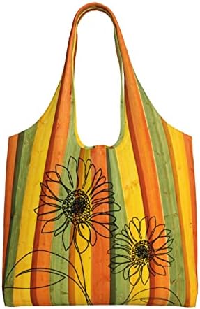 Kmivqge сончогледово платно торбички торбички чанти, сончогледово печатење повторно користено мулти -намена чанти за купување голем