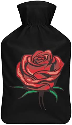 Црвена роза цветна шише со топла вода со мека покривка вреќа со топла вода за рачни нозе на вратот на вратот потопло