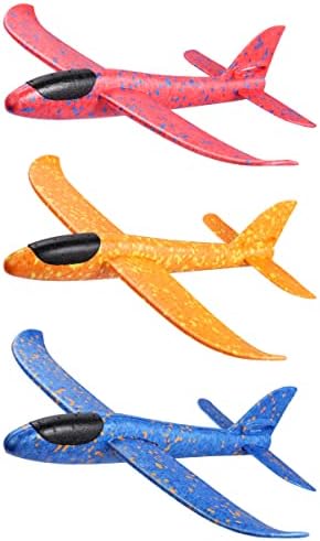 Toyvian Flying Fona Gleders Airplane Set, 3PCS Flider Planes Прирачник за фрлање пена лесна забава на отворено летање играчка