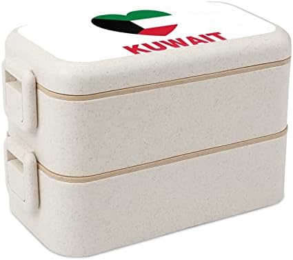 Кувајт срце двојно стабилно бенто кутија за ручек модерен контејнер со бенто со сет за прибор