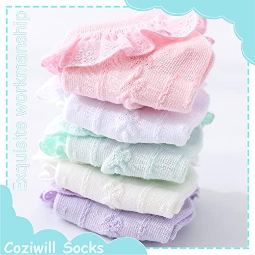 Чорапи со чипка за девојчиња, нонн-копачки чорапи, симпатична облека за новороденчиња, фустани со пржени чорапи 0-3/3-6/6-12 месеци 5/6 пакет
