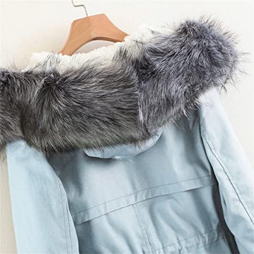 Женски долги јакни задебелени цврсто топло руно наредени худи снежни палта зимски врвови за надворешна облека Y2K