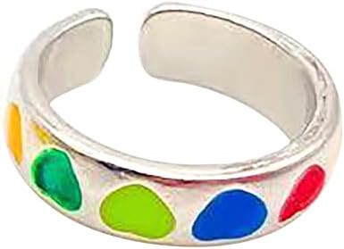 Прстен на срцев прстен ретро боја loveубов капе масло прстен личност отворен прстен за прстенести картички прстен декоративни прстени за жени