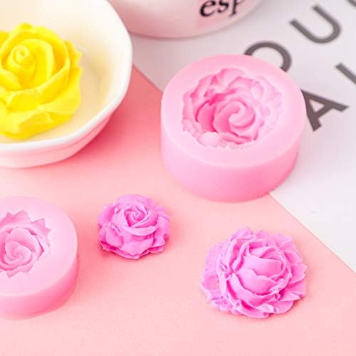 4 парчиња 3Д цвет силиконски сапун со сапун 3Д розово цвеќе мувла цвет цвет цвет розово форма силиконска мувла смола од роза од