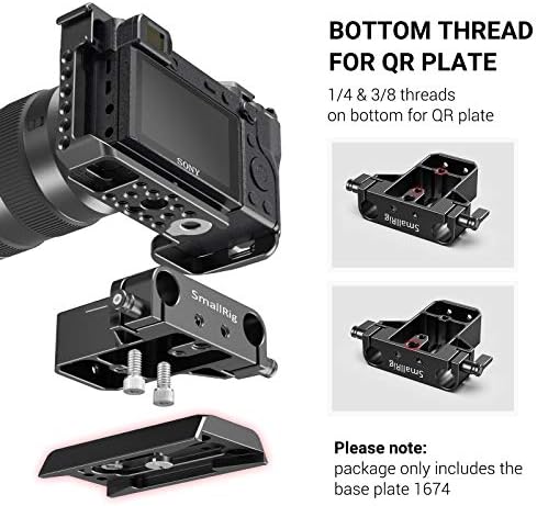 Основна плоча на камера Smallrig со шипка за шини, база за Sony A6500 A6600 A6300, за Panasonic GH5 GH6, за Sony A7 серија, за Canon R5 R6, и за камери и кафези - 1674