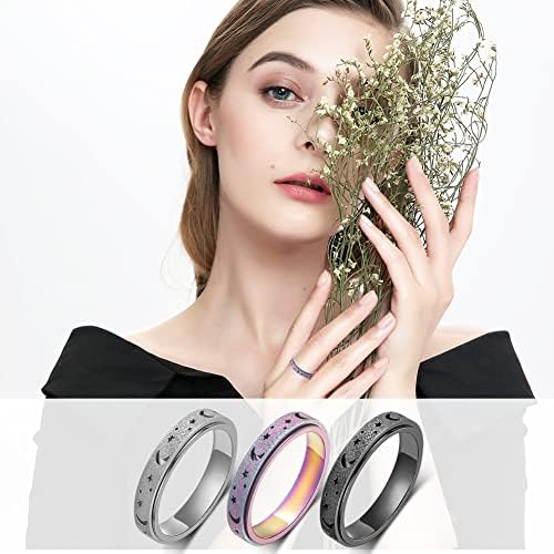 FIDGET играчки Анксиозен прстен за жени Спинер прстен од не'рѓосувачки челик за анксиозно олеснување предмети Фидгет прстени
