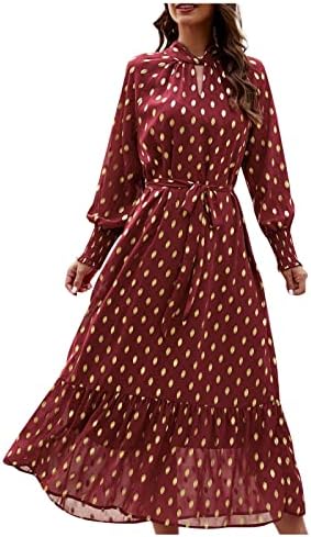 Jjhaevdy женски долг ракав цветен макси фустан со v-врат-необични долги фустани забава макси фустан